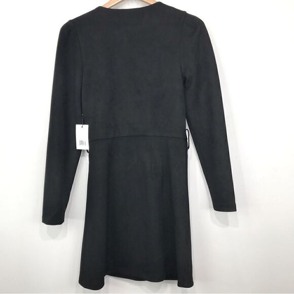 Jason Wu Black Faux Suede Wrap Mini Dress NEW - Picture 12 of 16